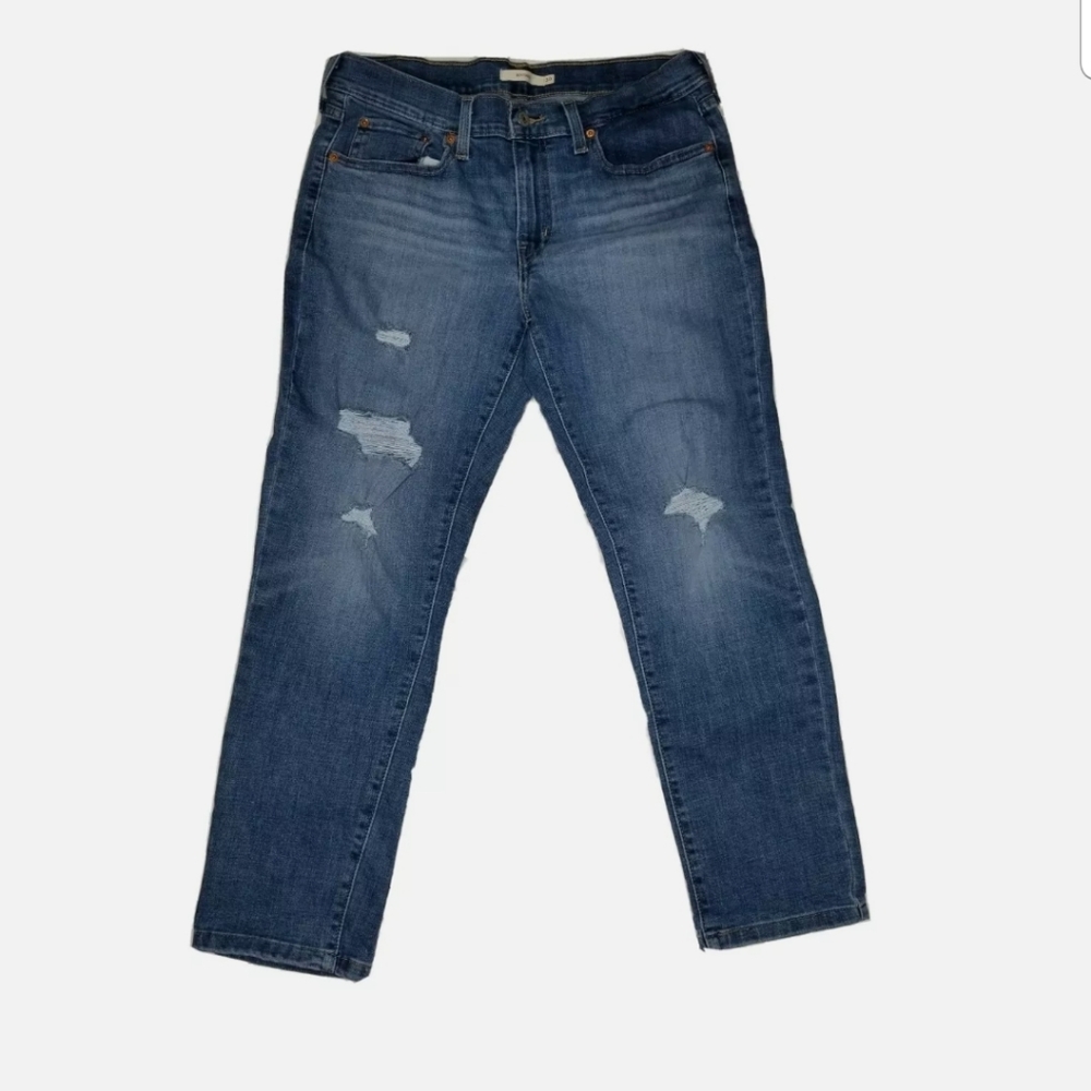 Levi's Sz 30 Distressed Stretch Women's Boyfriend Denim Jeans 36" Waist